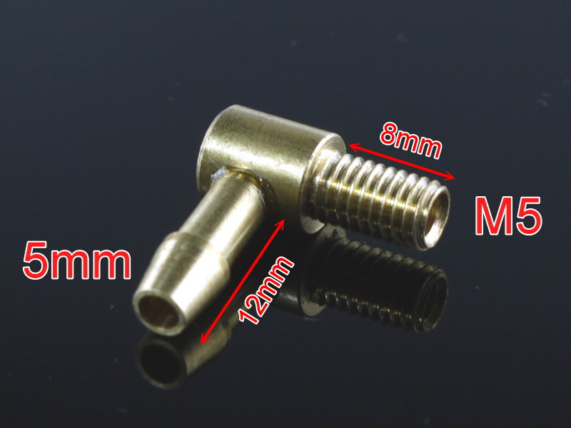 (image for) Long M5 Threaded Nipple 90 Degree Brass Water Fittings x 2 units